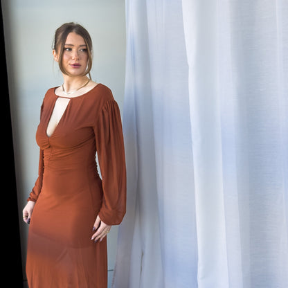 Selene Ruched Long Sleeve Maxi Dress