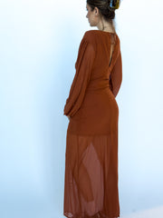 Selene Ruched Long Sleeve Maxi Dress