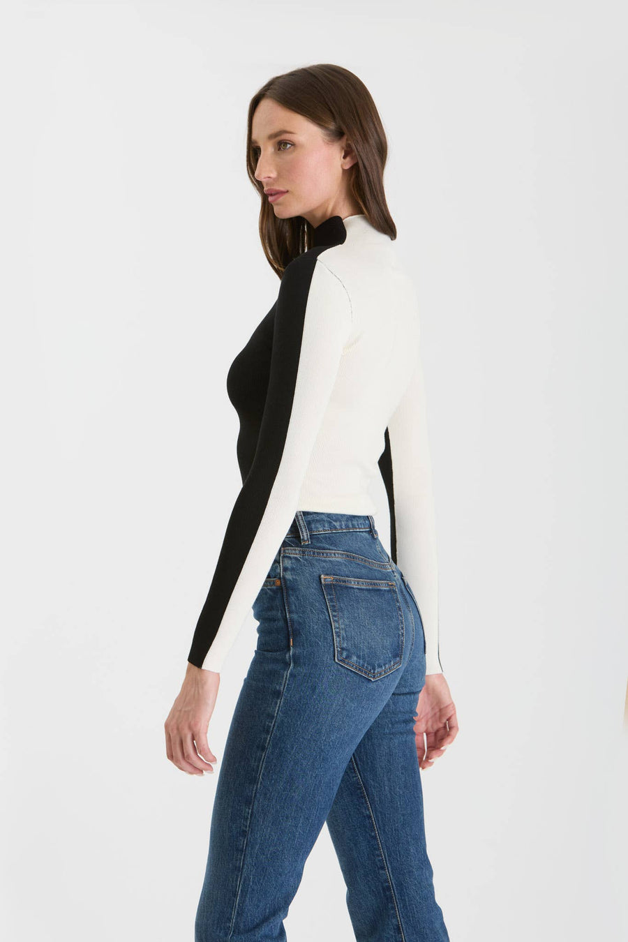 Zara Two Tone Mock Neck Sweater