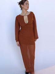 Selene Ruched Long Sleeve Maxi Dress